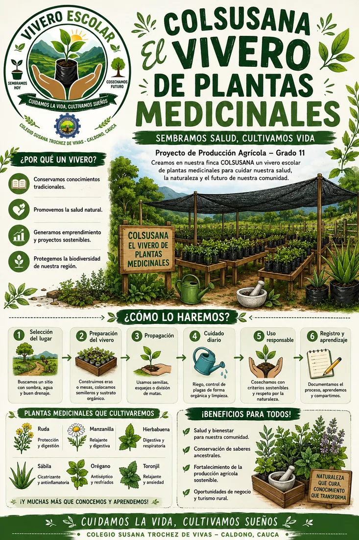 Póster del vivero escolar de plantas medicinales